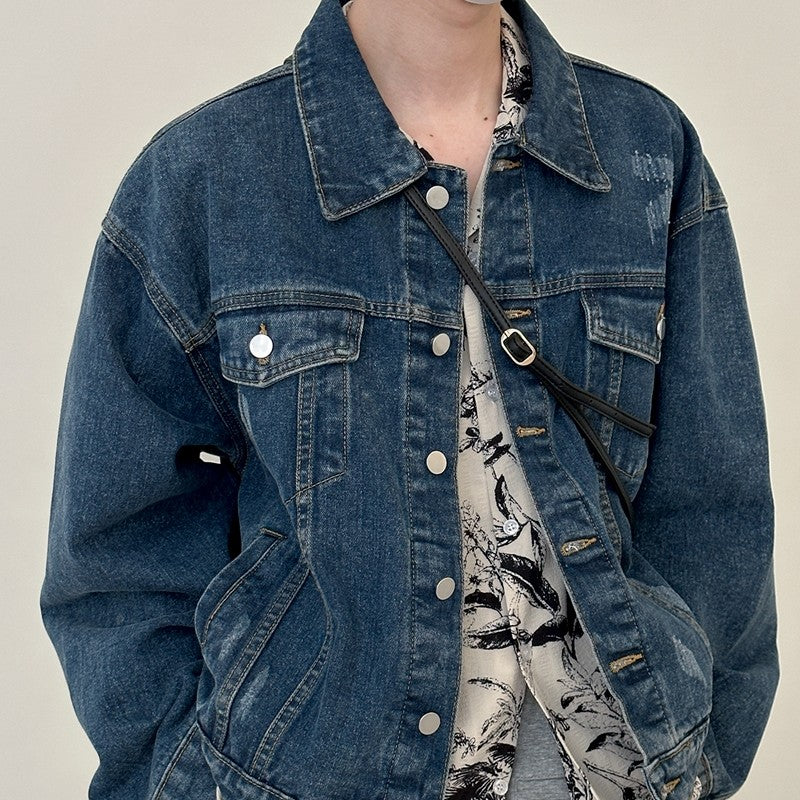 Washed Blue Denim Jacket Short Section