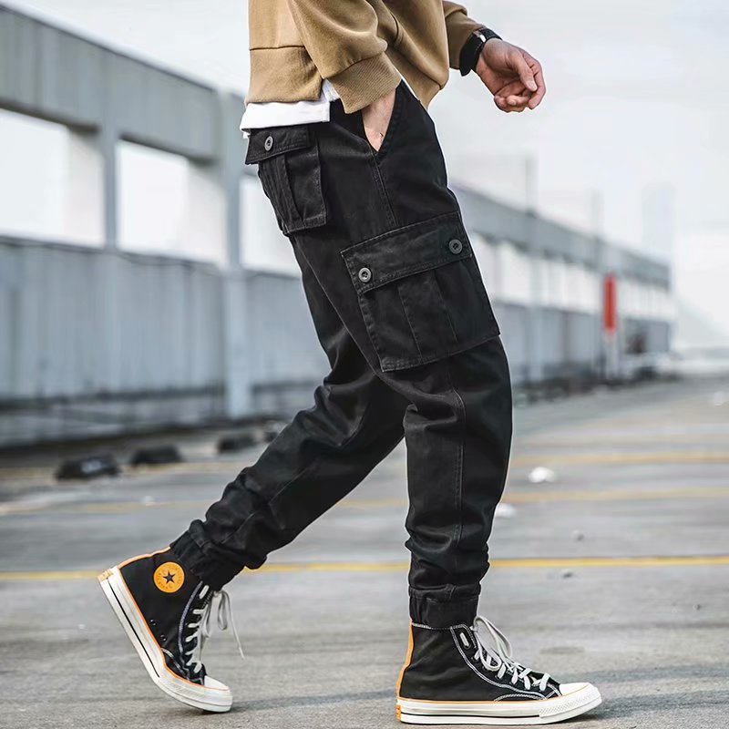 Retro Casual Multi-pocket Ankle Banded Cargo Pants