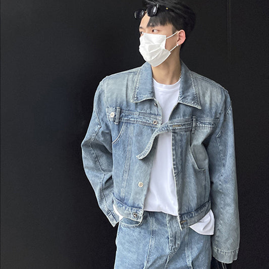 Old Style Denim Coats with Strap