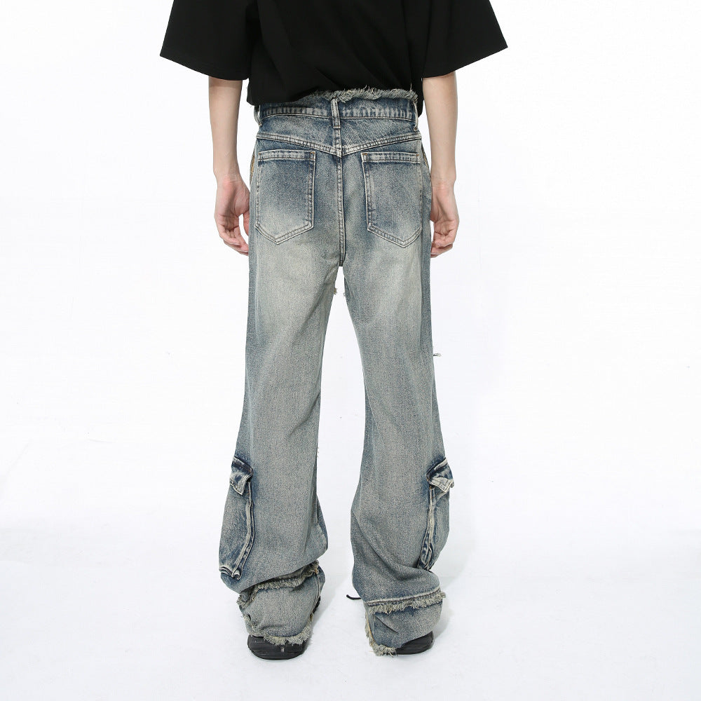 Niche Deconstructs Heavy Industry Wear Washed Casual Jeans