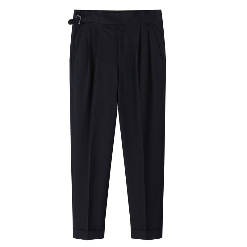 Solid Color Light Wind Pleated Trousers