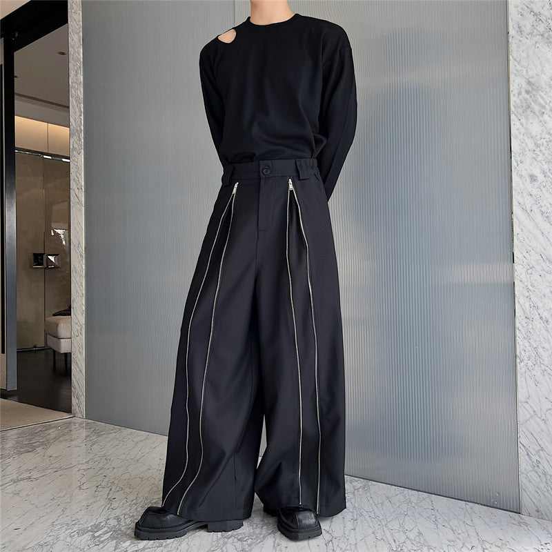 Double-Zipped Wide Led Pants