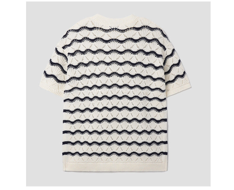 Jacquard Wave Striped T-shirt