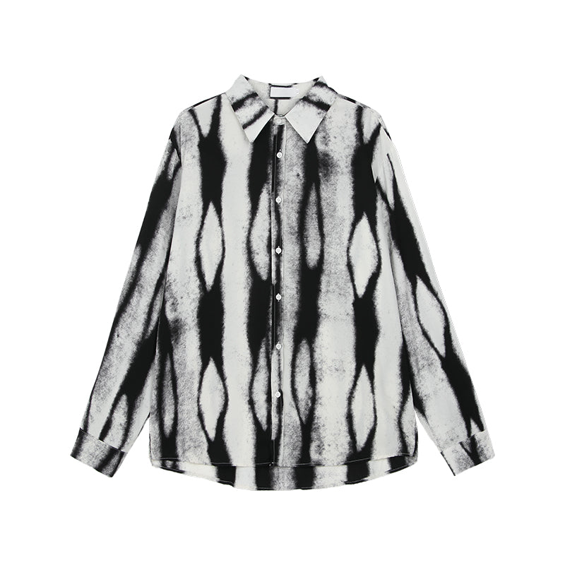 Ink Tie Dyed Contrast Lapel Shoulder Pad Shirt