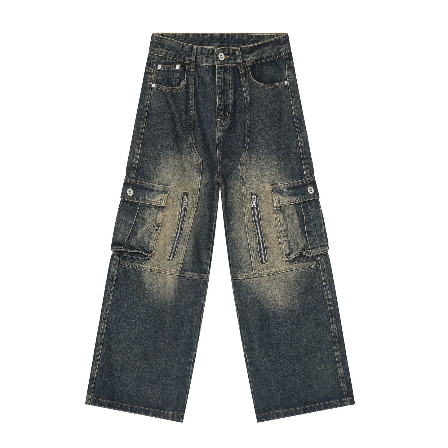 American Washed Multi-pocket Workwear Jeans