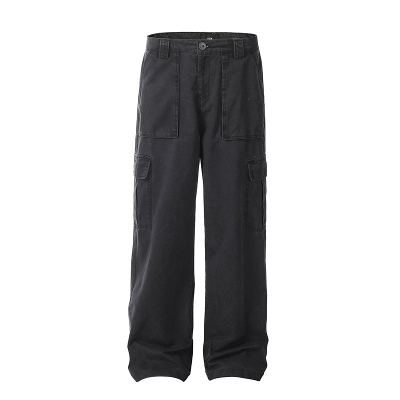 Vintage Wash Loose Straight Leg  Cargo Pants