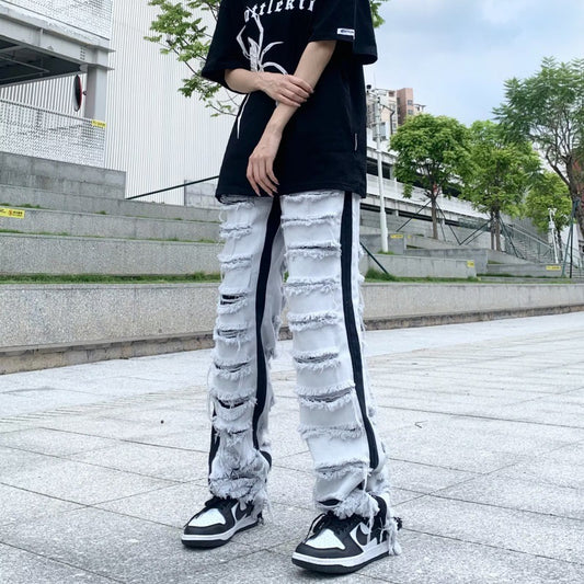 Ripped Jeans Street Straight Casual Versatile Trousers (Unisex)