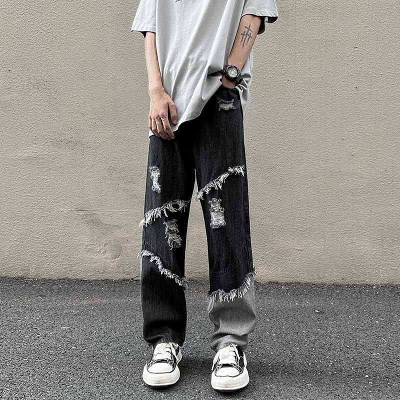 Tassel Denim Pants black