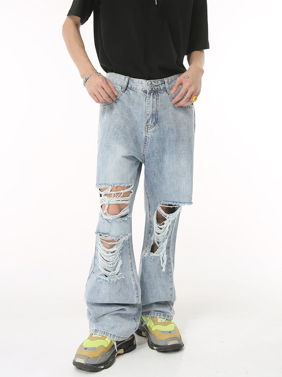 Straight Distressed Street Cool Casual Jeans