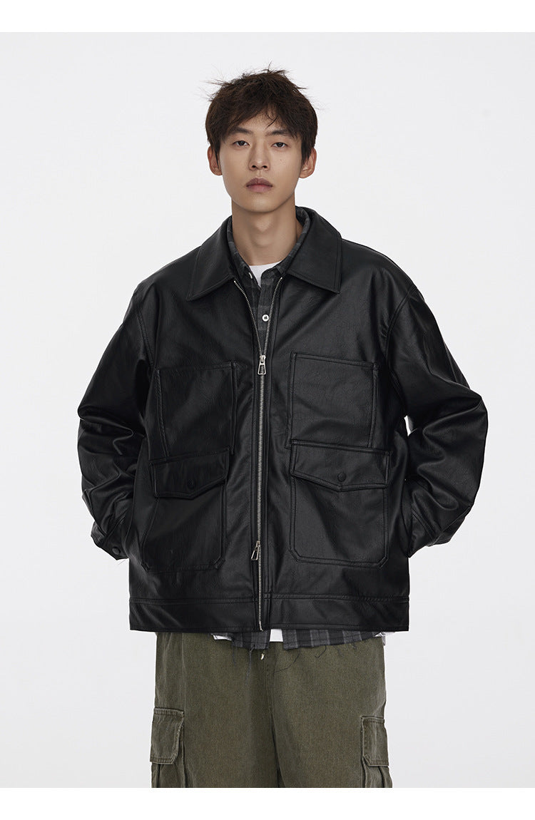 Retro Cityboy  Workwear PU Leather Jacket