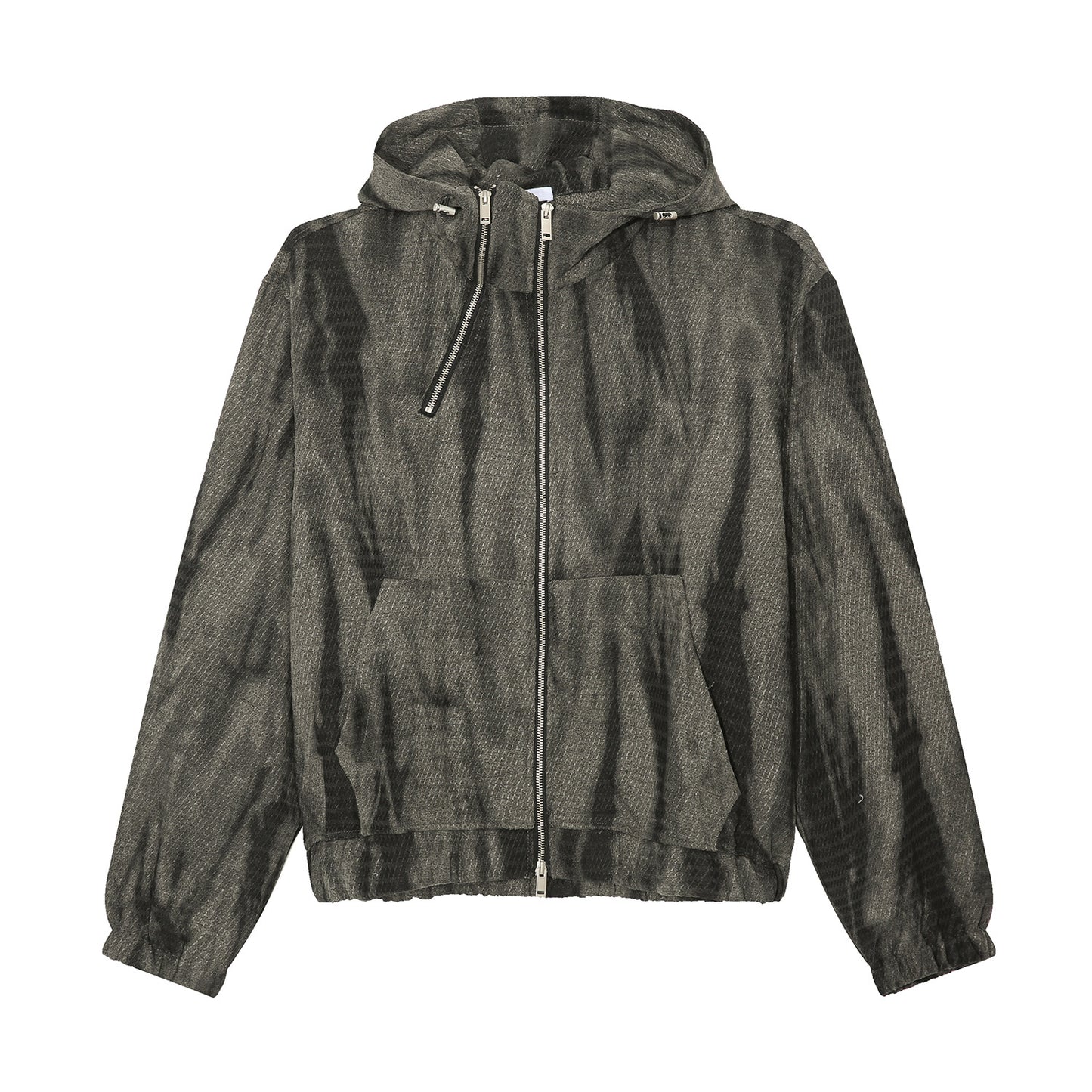 Retro Distressed Hooded Sweater Metal Zipper Jacket (Unisex)