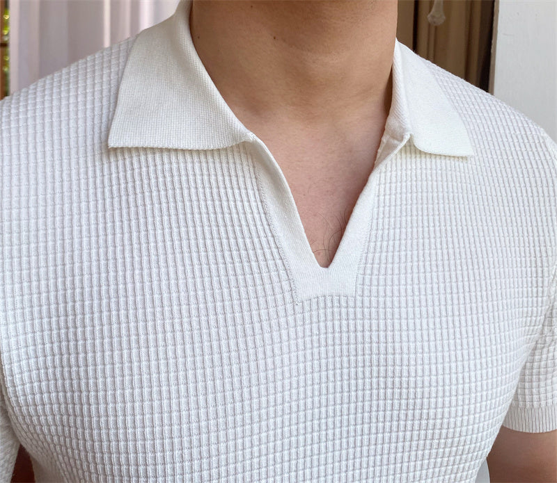 Versatile V-neck Lapel Short-sleeved Without Buttons