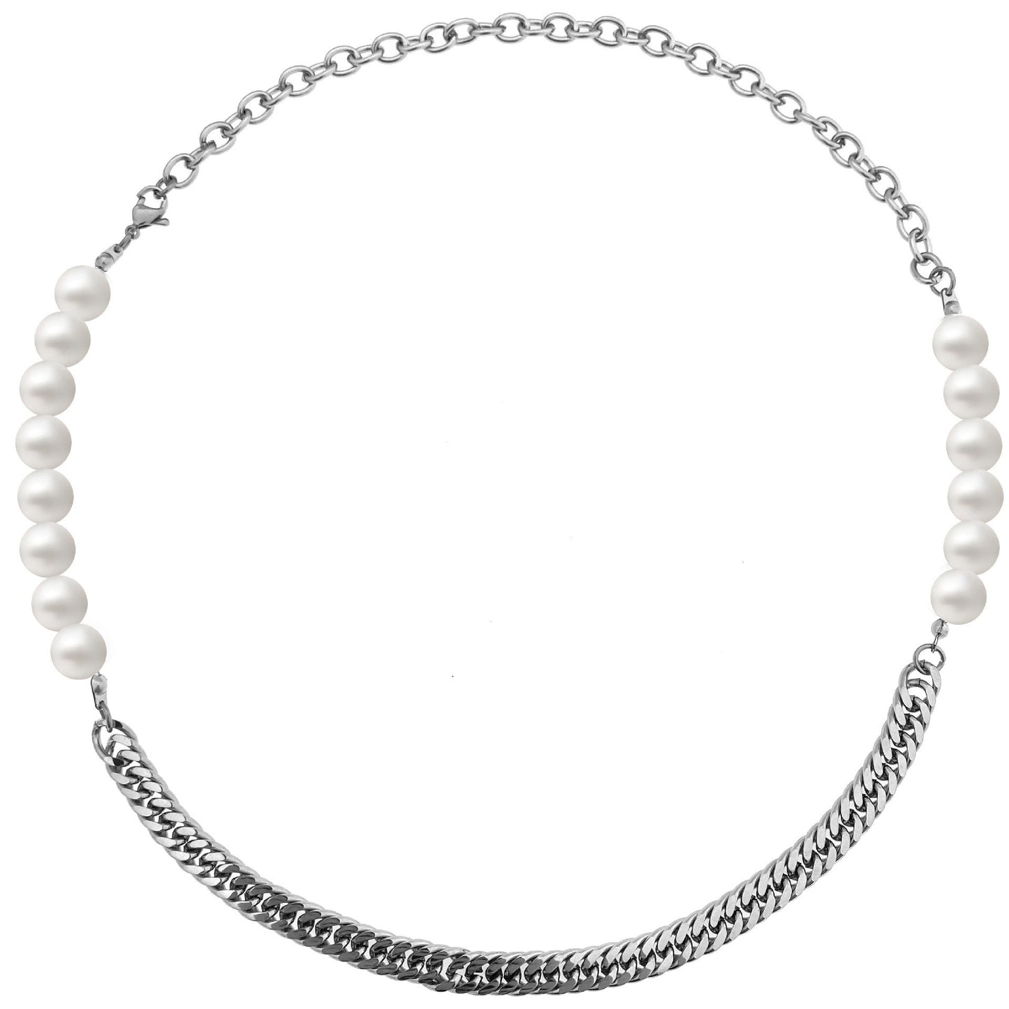 Titanium Steel Stitching Pearl Necklace(Unisex)