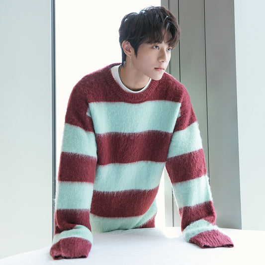 Striped Contrast Lazy Sweater