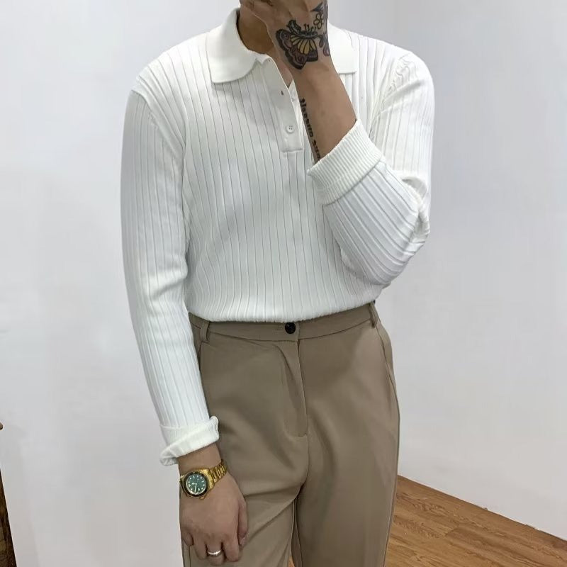 Autumn Polo Lapel Sweater Shirt Top