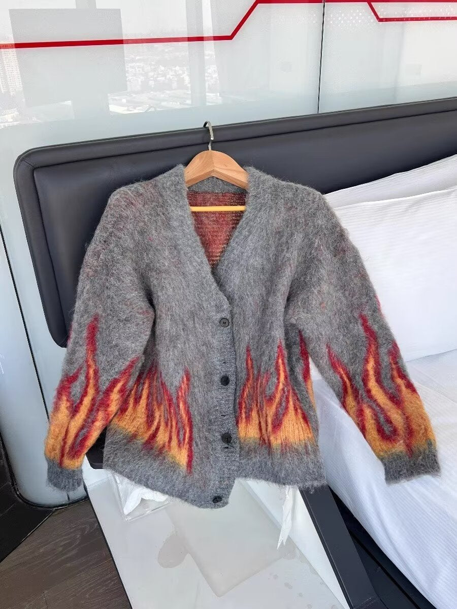 Mohair Knitted Cardigan Sweater