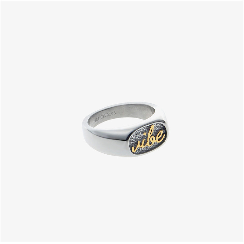 Silver Gold Letter Totem Titanium Steel Ring