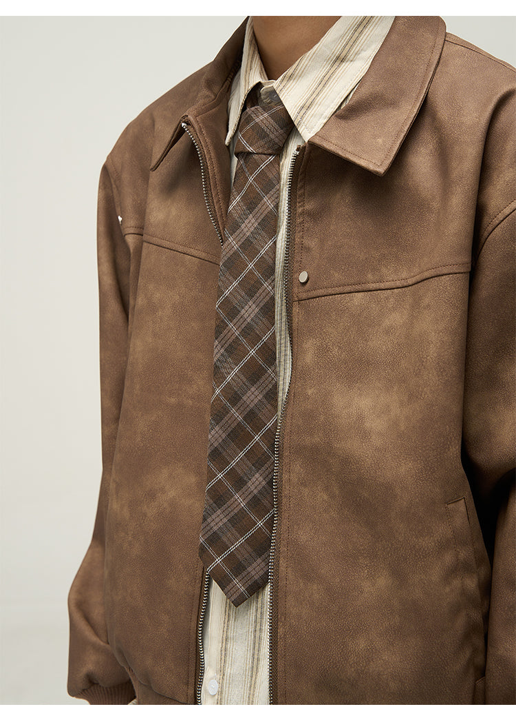 American Retro Brown Leather Jacket