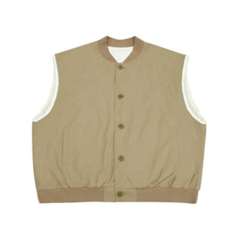 Solid Color Vest　Standard Stand Collar Zipper