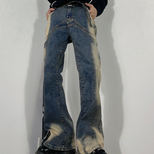 Street Washed-out Vintage Flared Jeans