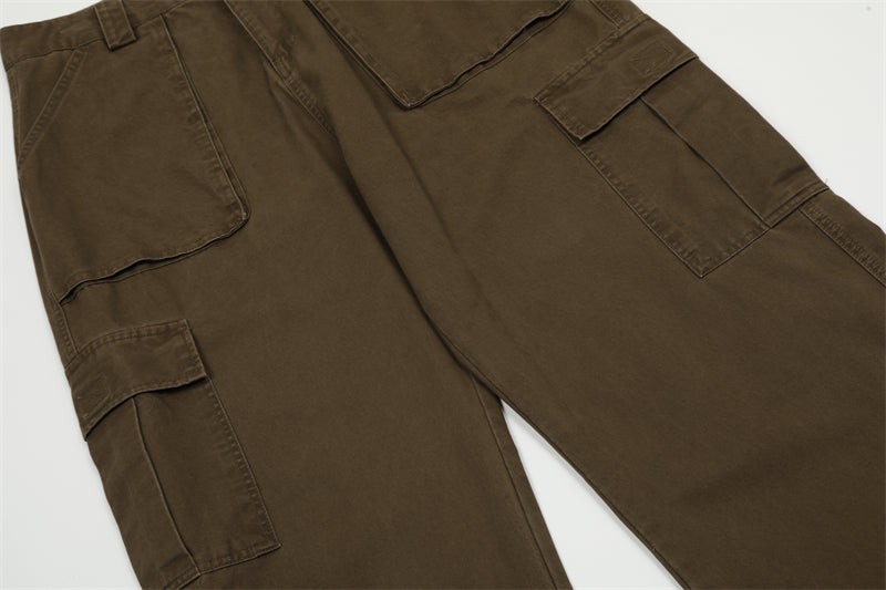 Vintage Wash Loose Straight Leg  Cargo Pants