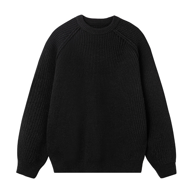 Three-dimensional Shoulder Line Round Neck Sweater