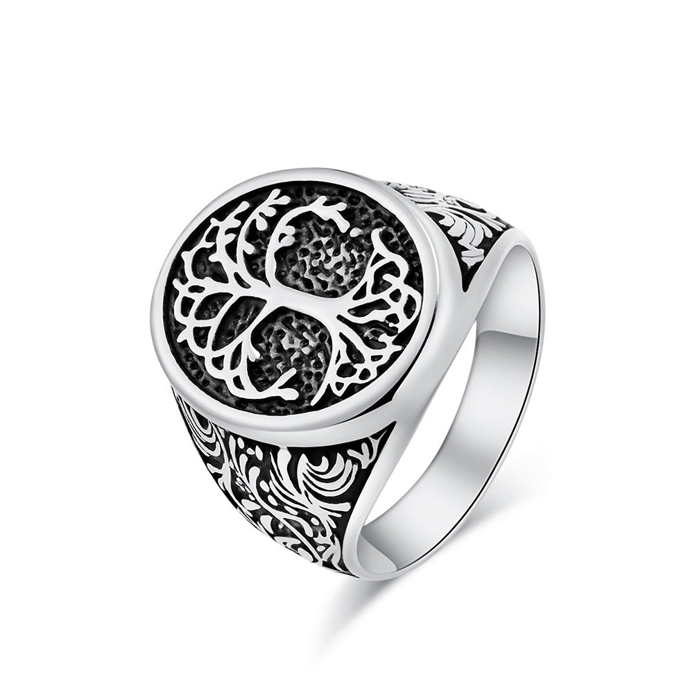 Retro Style Tree Of Life Titanium Steel Ring