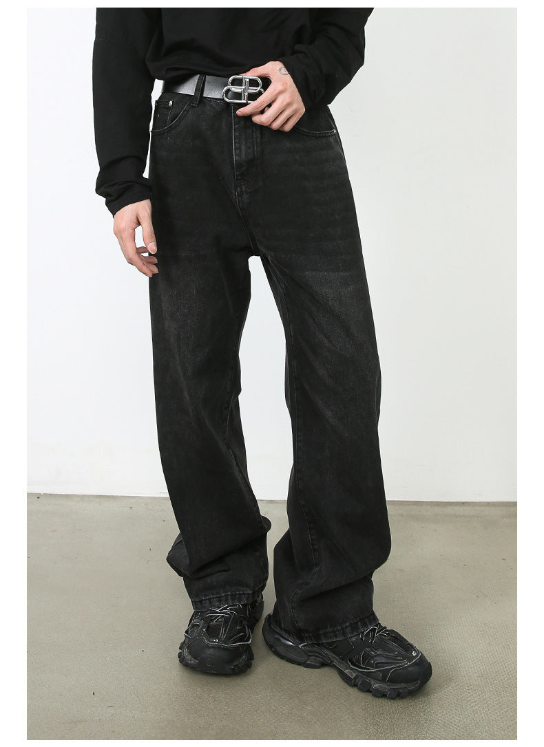 Loose Straight Jeans Men's Wide Leg Pants Trousers