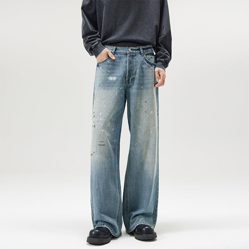 Splash-ink Washed Loose Denim