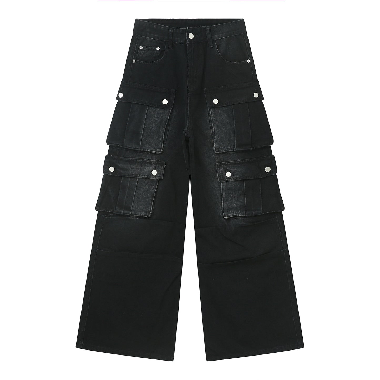 Retro Multi-pocket Design Tooling Wide Leg Jeans