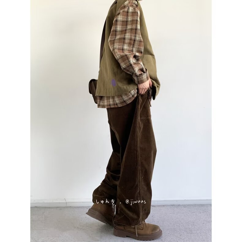 Retro Corduroy Casual Loose Couple Workwear Pants