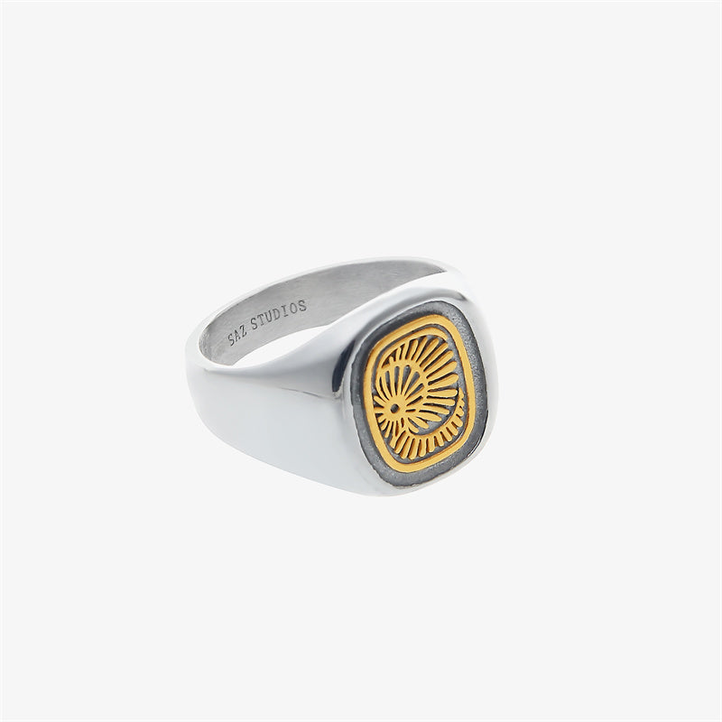 Silver Gold Letter Totem Titanium Steel Ring