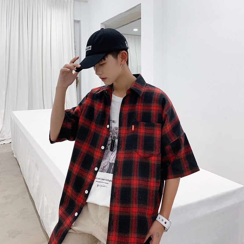 Plaid casual men's shirt