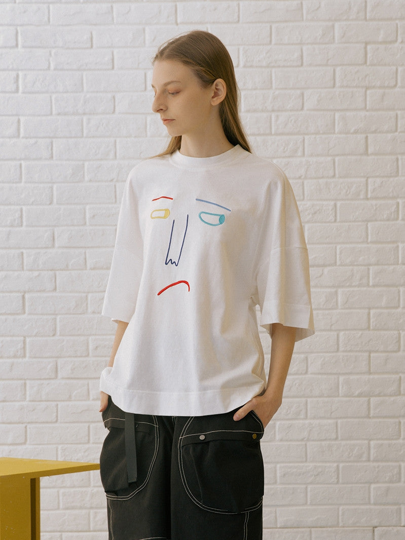 Limited-Duo Casual Embroidery Anime Round Neck