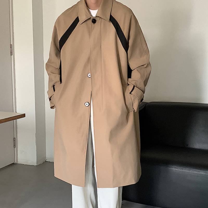 Mid-Length Trench Coat Simple Casual Lapel Loose Jacket