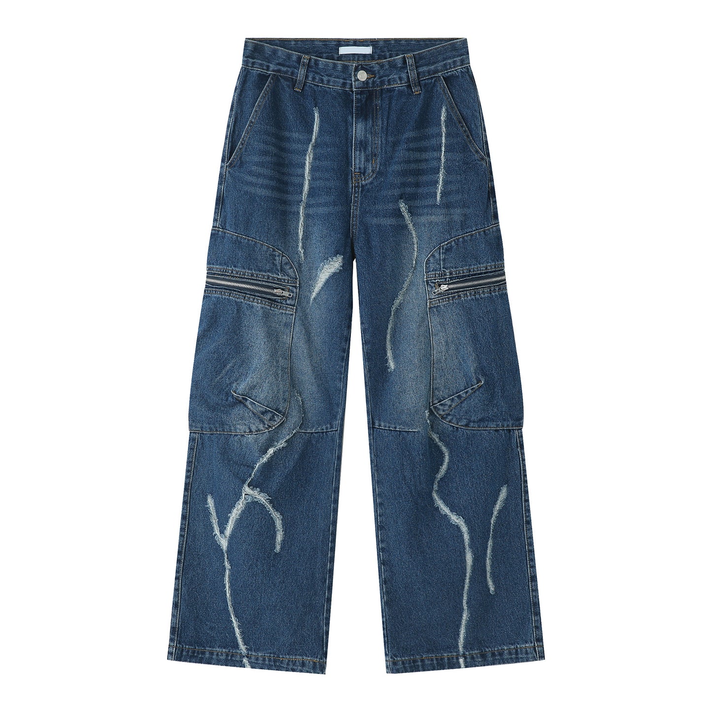 Loose Straight Zipper Overall Jeans