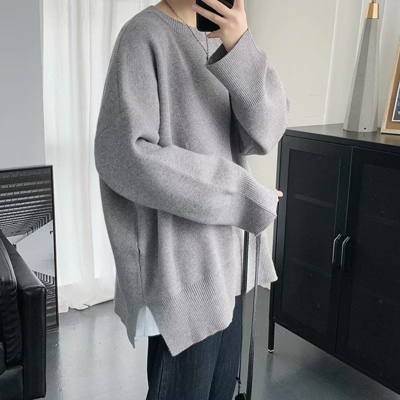 Crew Neck Sweater Solid Color