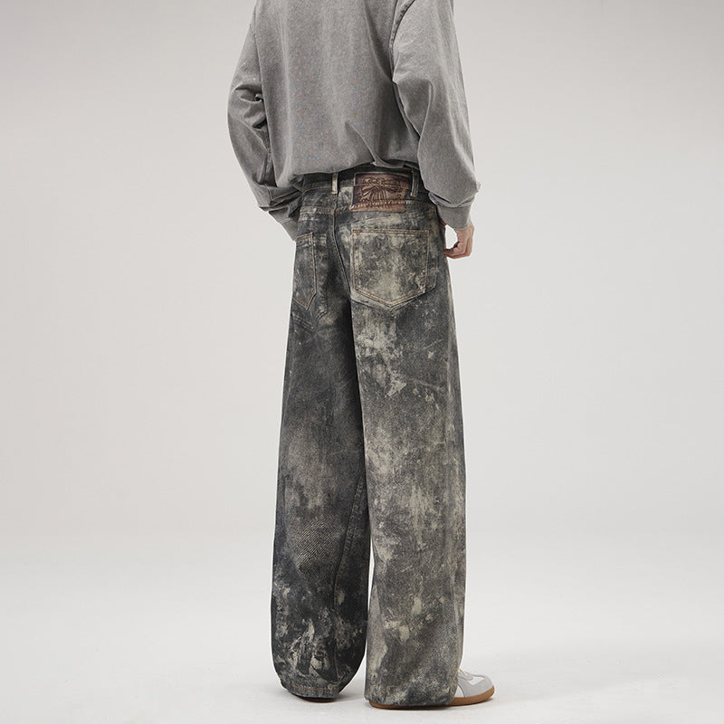 Loose Splashed Ink Printing Jeans