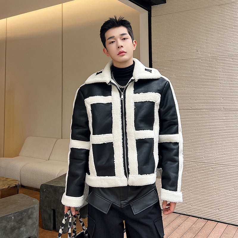 French Fur Jacket Stitching Korean Style