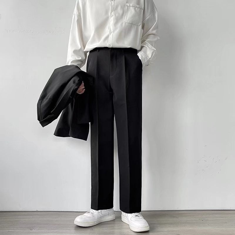 Polyester Loose Straight Drooping Pants