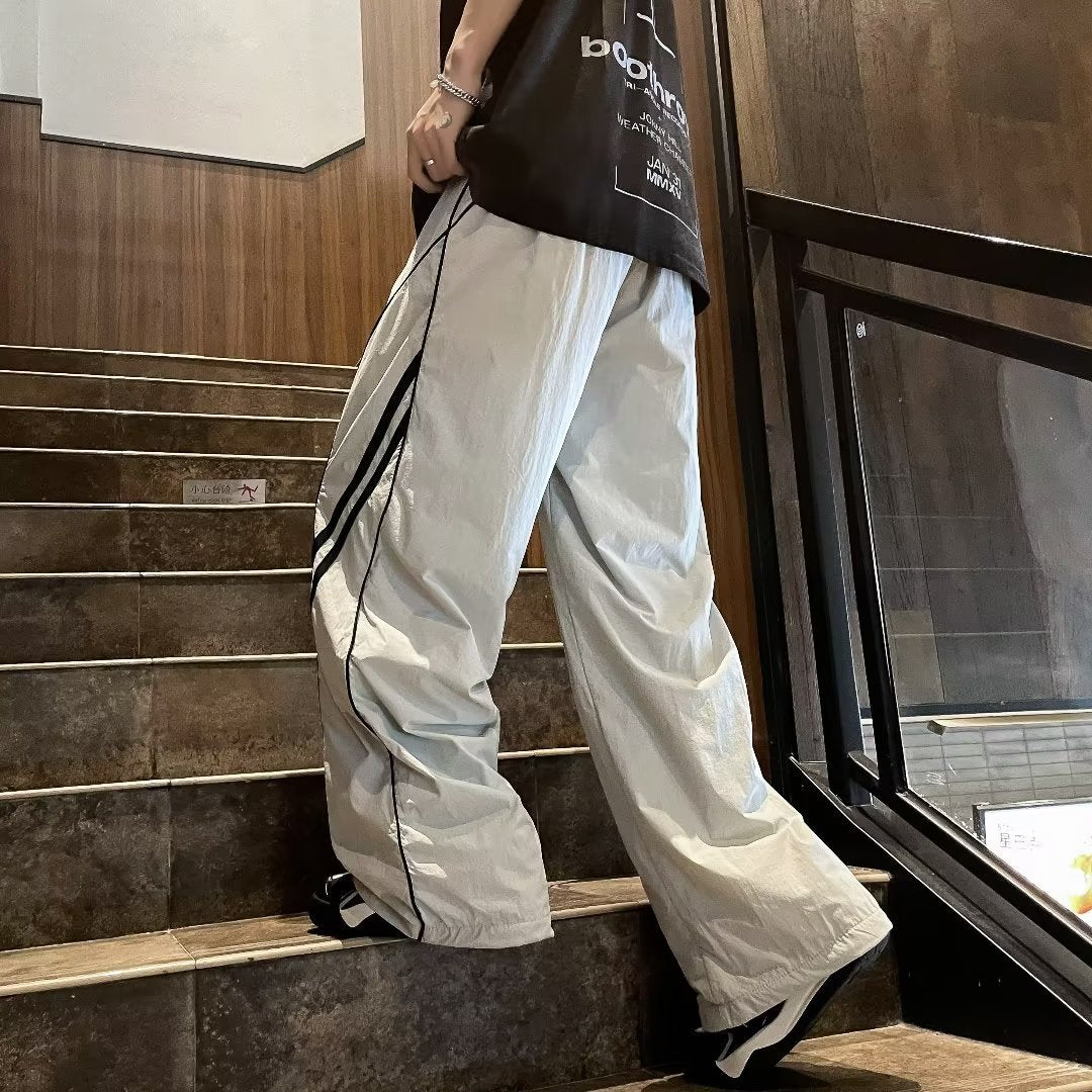 Ice Silk Thin Section Oversized Drooping Straight Pants