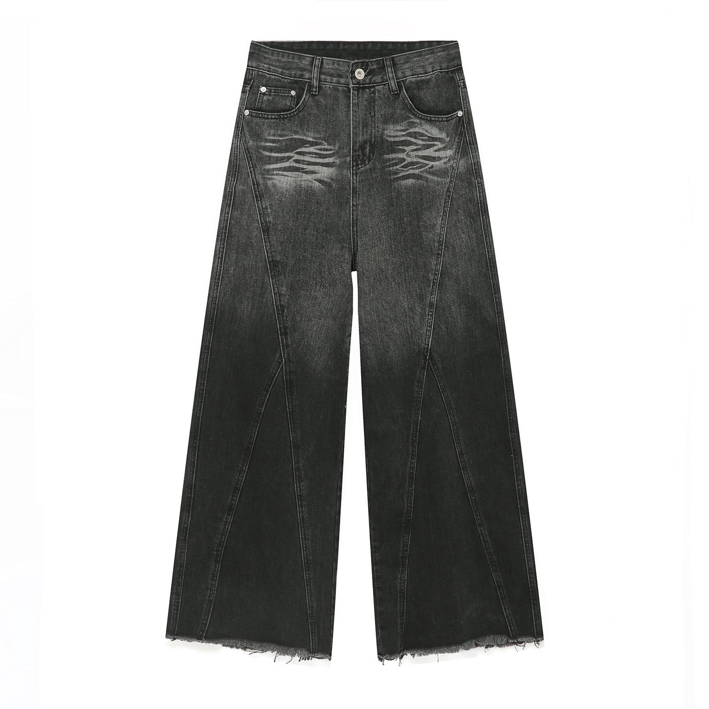 Street Patchwork Washed-out Jeans