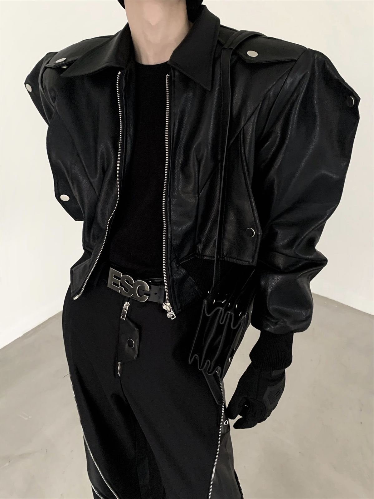 Thickened Short Waist Leather Jacket