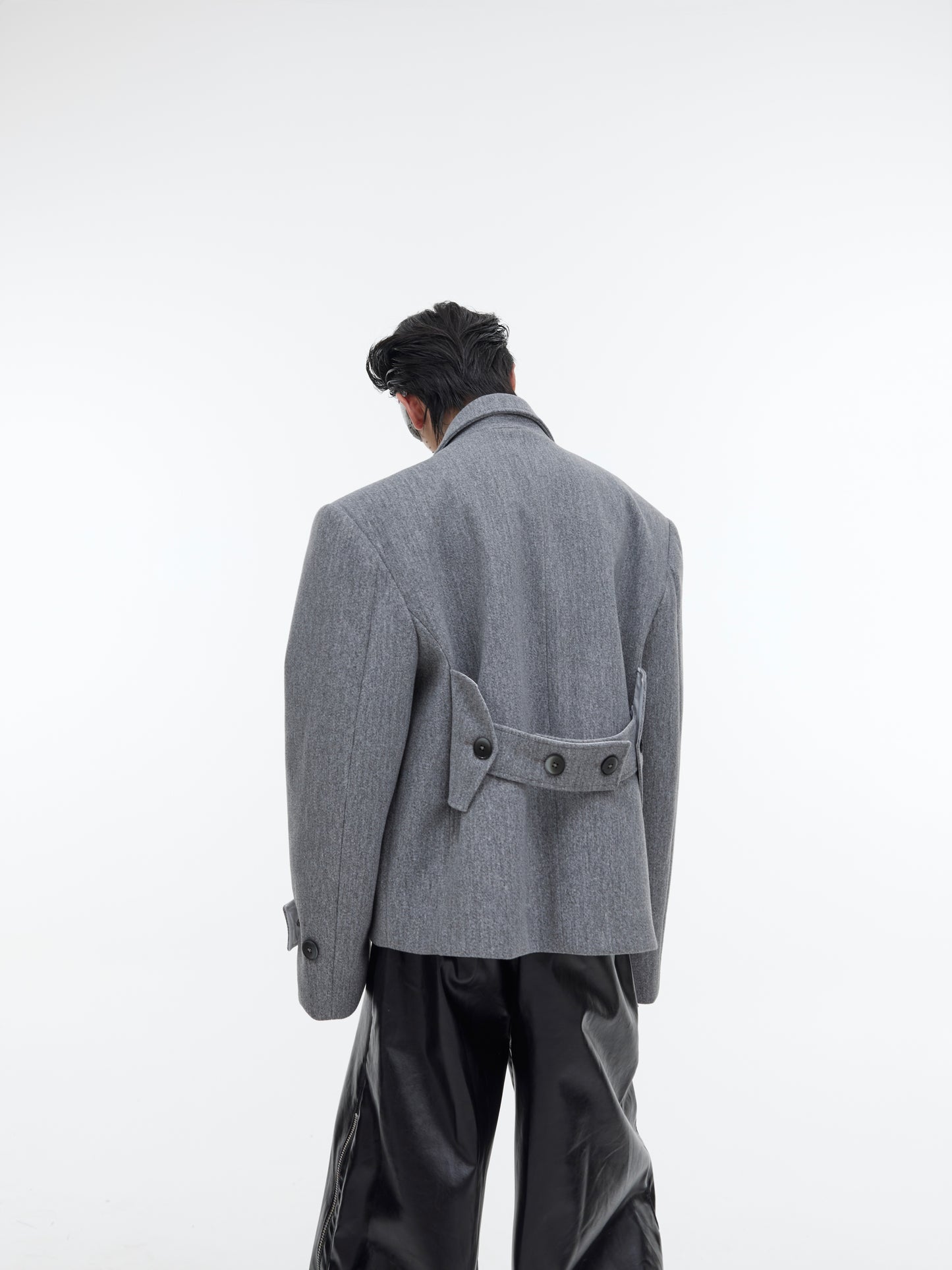 Deconstructed Silhouette Short Woolen Suit Jacket