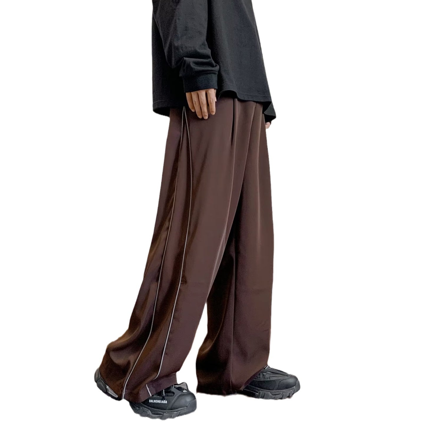 Sports Pants Male Straight Wide Leg Striped Casual Trousers