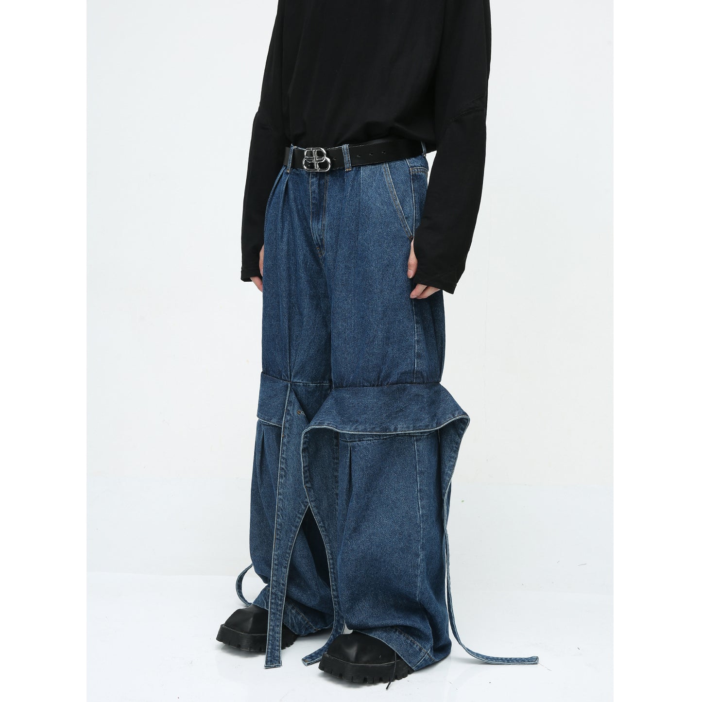 American Niche Deconstructed Loose Washed-out Jeans