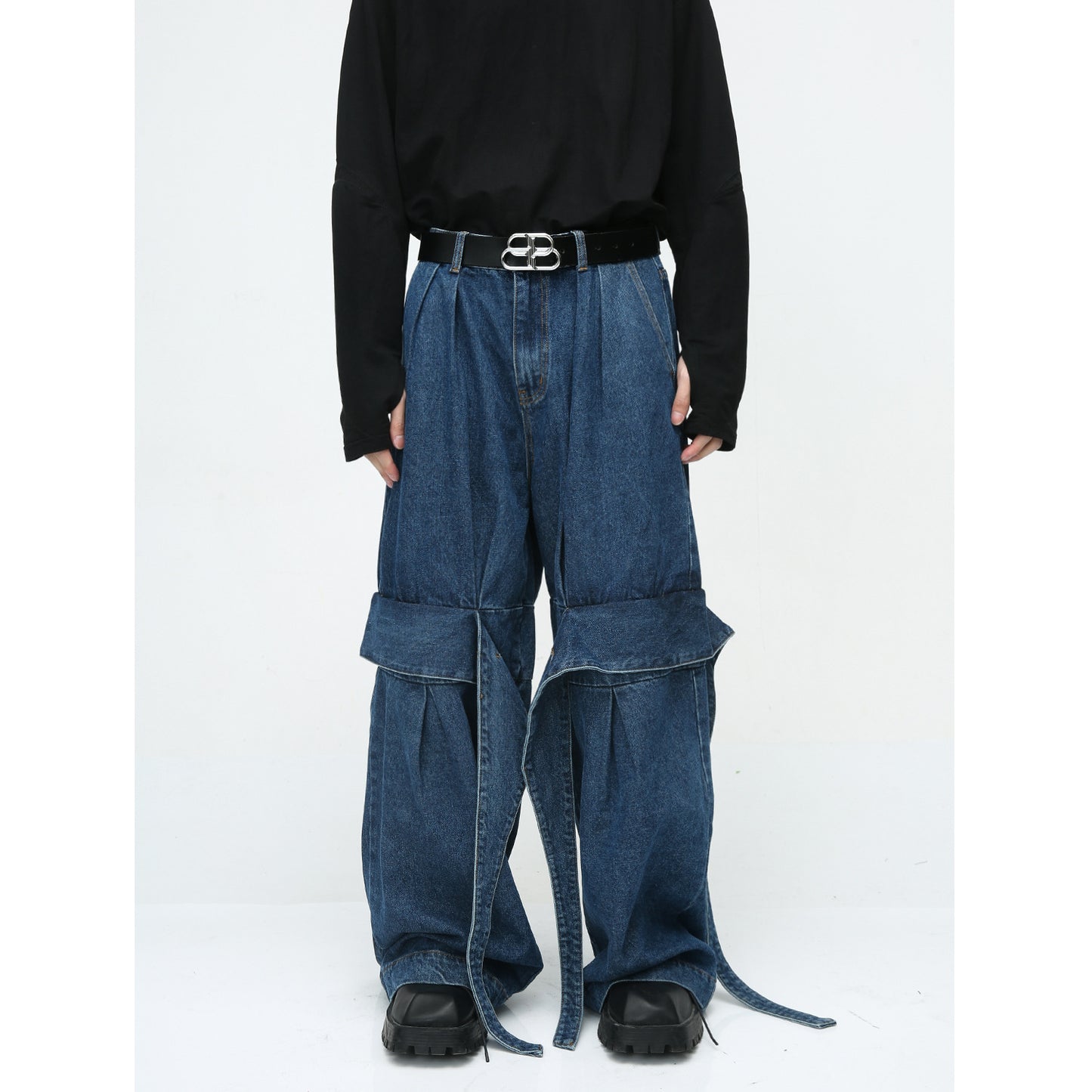 American Niche Deconstructed Loose Washed-out Jeans