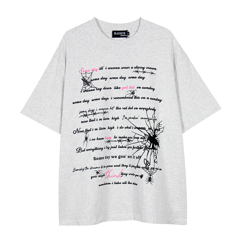 Niche High Street Spider Web Printed Short Sleeve