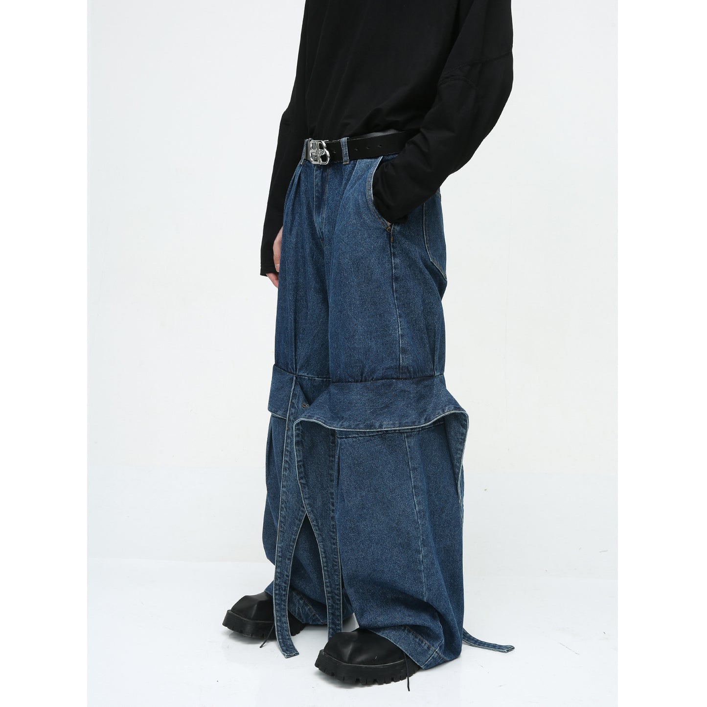 American Niche Deconstructed Loose Washed-out Jeans