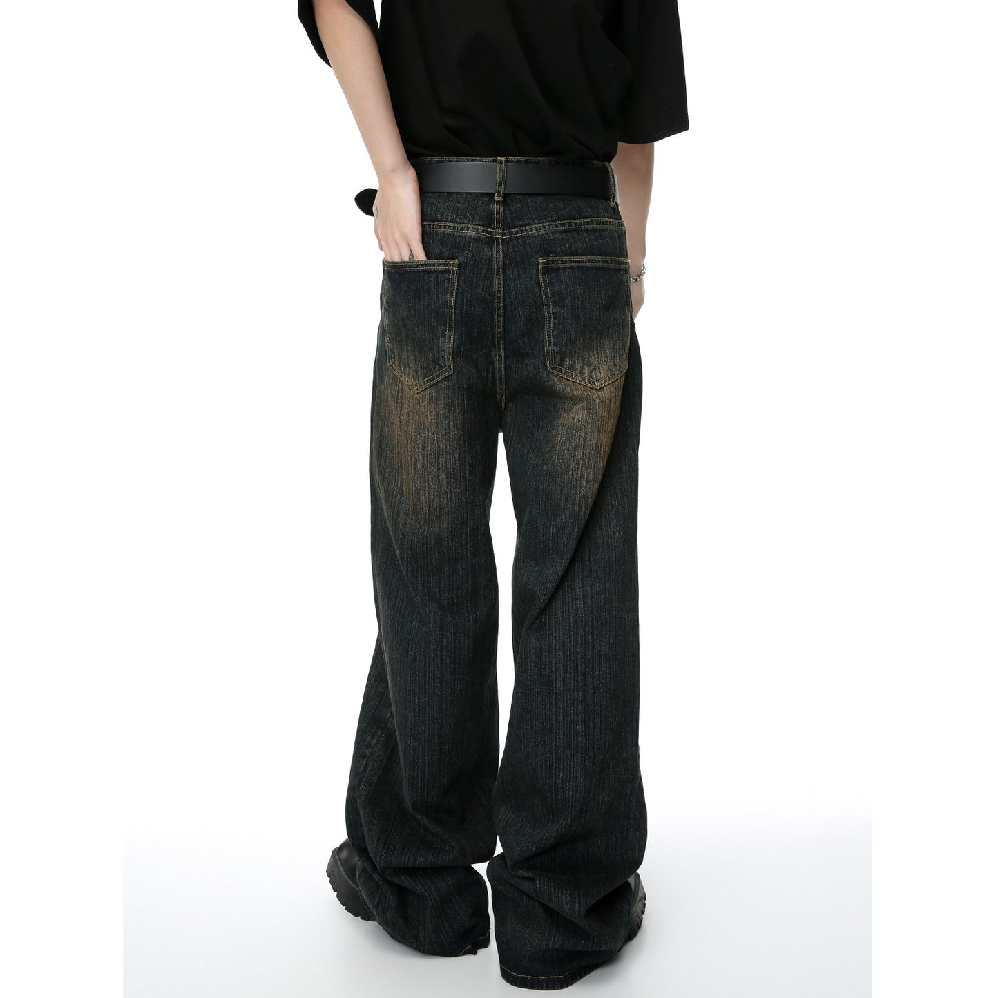 Retro Distressed Loose Straight Washed Jeans